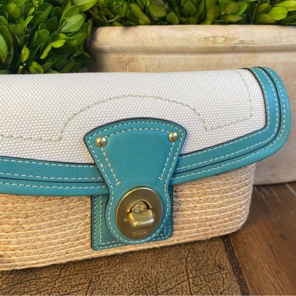 Coach Legacy Y2K Teal Woven Clutch Wallet - Picture 3 of 12